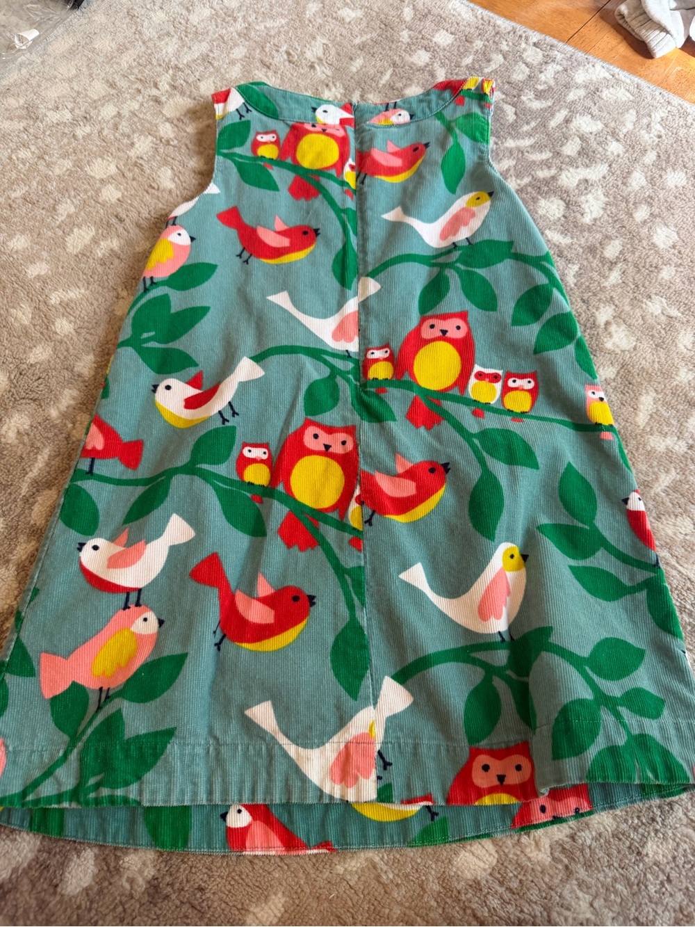 Mini Boden Teal Corduroy Jumper with Multicolor Birds Owls - Picture 3 of 6